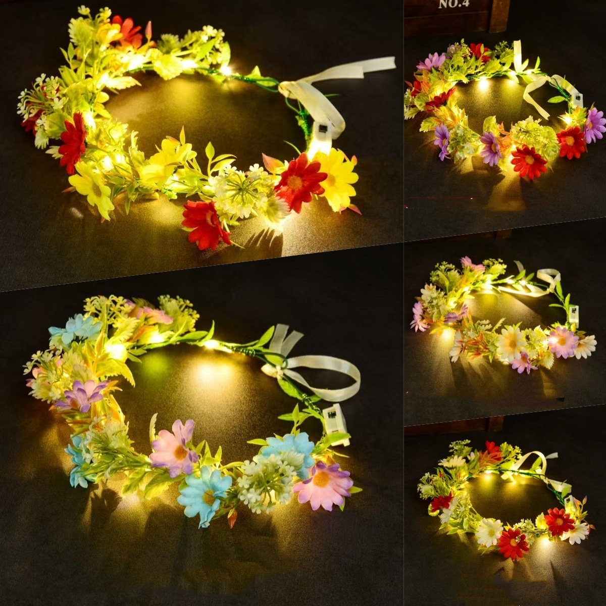 Photography Lighting Equipment - Couronne de fleurs lumineuse à LED,