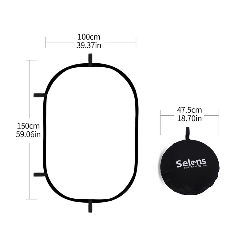 Photography Lighting Reflector - Réflecteur ovale pliable 100x150cm, panneau lumineux