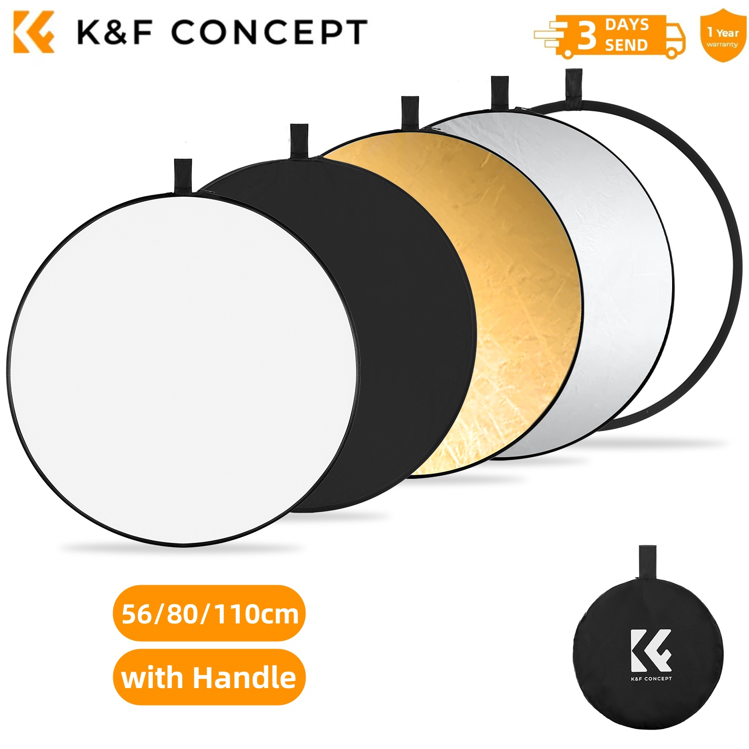 K&F CONCEPT 56/80/110cm 5-en-1 - Photography Lighting Reflector avis et prix